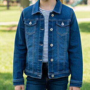 Children’s Place Girls Denim Jean Jacket Size 14 XL Long Sleeve Classic Blue